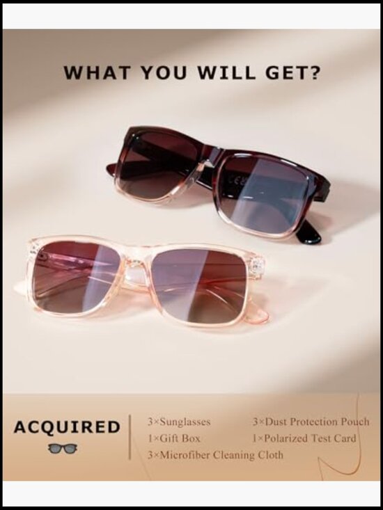 Polarized UV400 Protection Sunglasses Square Frame Lightweight